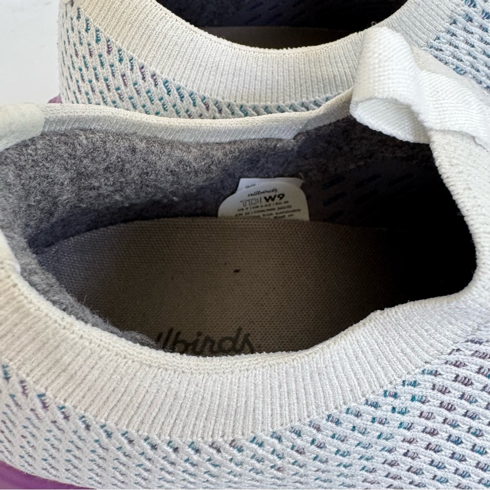 Allbirds Tree Dasher Relay Sneakers White Blue Purple size 9 - Picture 7 of 11
